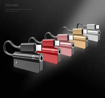 

200pcs/lot USB Type C Audio Cable 2 in 1 Type-C to 3.5mm Jack Charge Headphone Adapter Cable for Huawei for Xiaomi