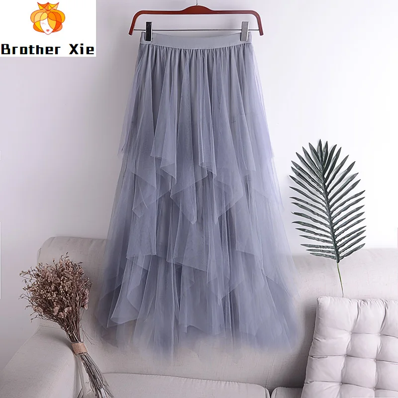 

of 480 autumn winters is irregular net yarn skirts han edition joker female show thin fairy skirt of tall waist skirt