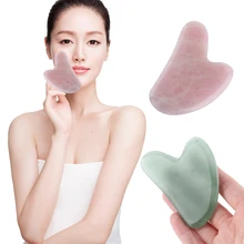 1 шт. натуральный косметический массаж лица инструмент для лица тонкий массажер натуральный нефритовый массаж лица-Лифт розовый кристалл массаж скребком гуаша пластина