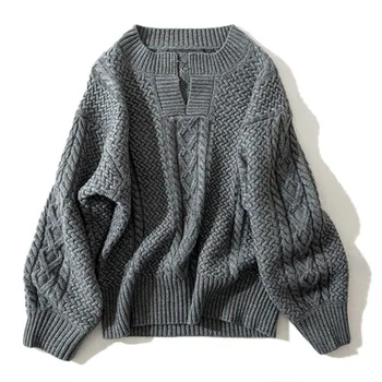 

Spring Autumn Winter European Style Women Fashion Pullovers Knitted Cashmere Wool Sweater black