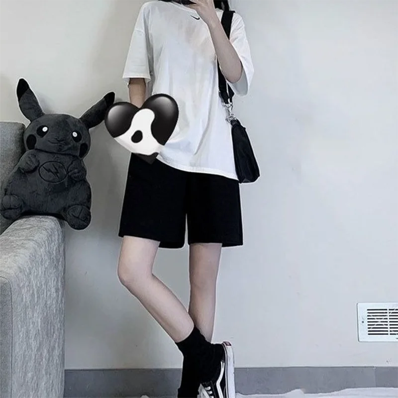 Shorts Women Black Ulzzang Trendy Ins New Arrival Summer All-match Simple Feminine Couple Unisex Leisure Trouser Popular Student
