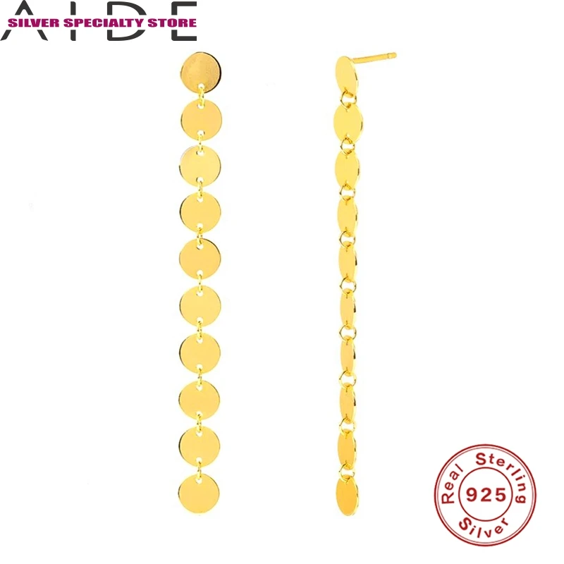 

AIDE Tassel Disc Chain Earrings For Women 925 Silver Earrings 2020 Fashionable Stud Earrings Jewelry Pendientes Brincos Aretes