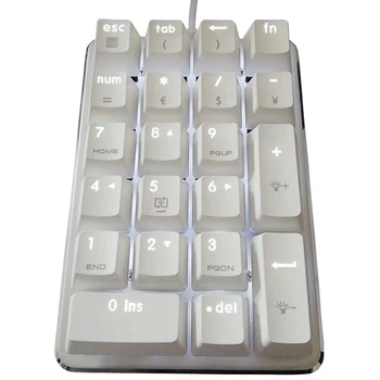 

21 Keys White Backlit Mechanical Numeric Keypad Numpad with Cherry Blue Switches for Notebook Desktop PC