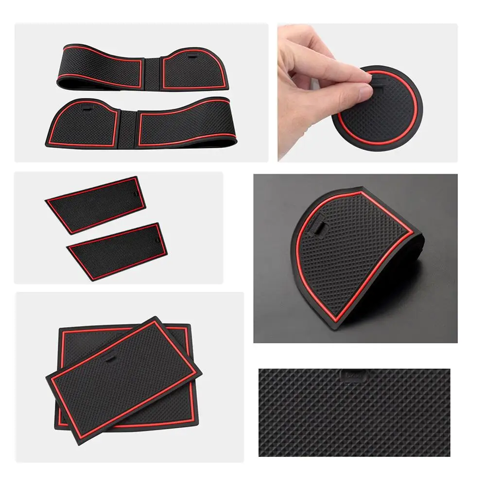Tapete do Sulco da Porta de Ruiya para Ibiza tipo 6f Hatchback Anti-deslizamento Porta Entalhe Pads Acessórios Interiores Automóvel Vermelho 9 Pçs 2021 - Image 4
