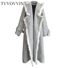 TVVOVVIN Новое модное осенне-зимнее длинное Свободное пальто с поясом и кисточками женское повседневное корейское манто для женщин X727