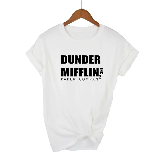 Офисная Футболка женская dander Mifflin inc. бумажная компания Wernham Hogg ТВ шоу Майкл Скотт Космос женская футболка - Цвет: While