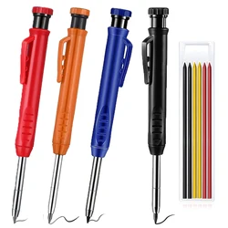 Ensemble de crayons de charpentier multicolores, ensemble de crayons de menuisier, avec tête d'affûtage intégrée, outil de marqueur mécanique pour trous profonds, ensemble de marqueurs pour le travail du bois 