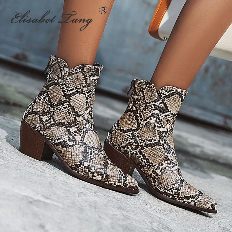 ElisabetTang Black High Heels Pointed Toe Ankle Boots For Autumn Chunky Casual Ladies Shoes Woman Bootines Mujer 2019 | Обувь