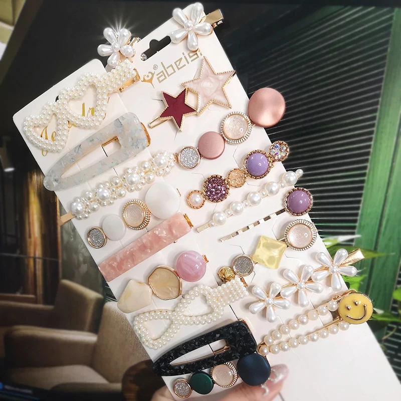 Fashion Hair Pins Side Clip Set Sweet Acrylic Waterdrop Hair Barrettes