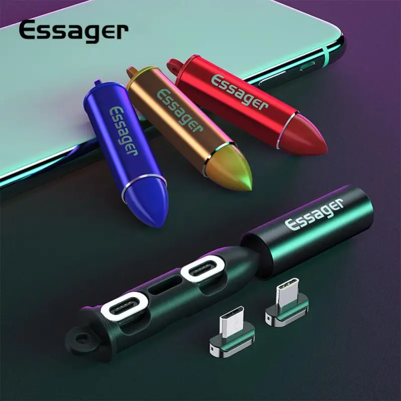 

For Essager Portable Magnetic Plug Box Adapter Metal Storage Container For Micro USB Type C Magnet Charger Cable Connector