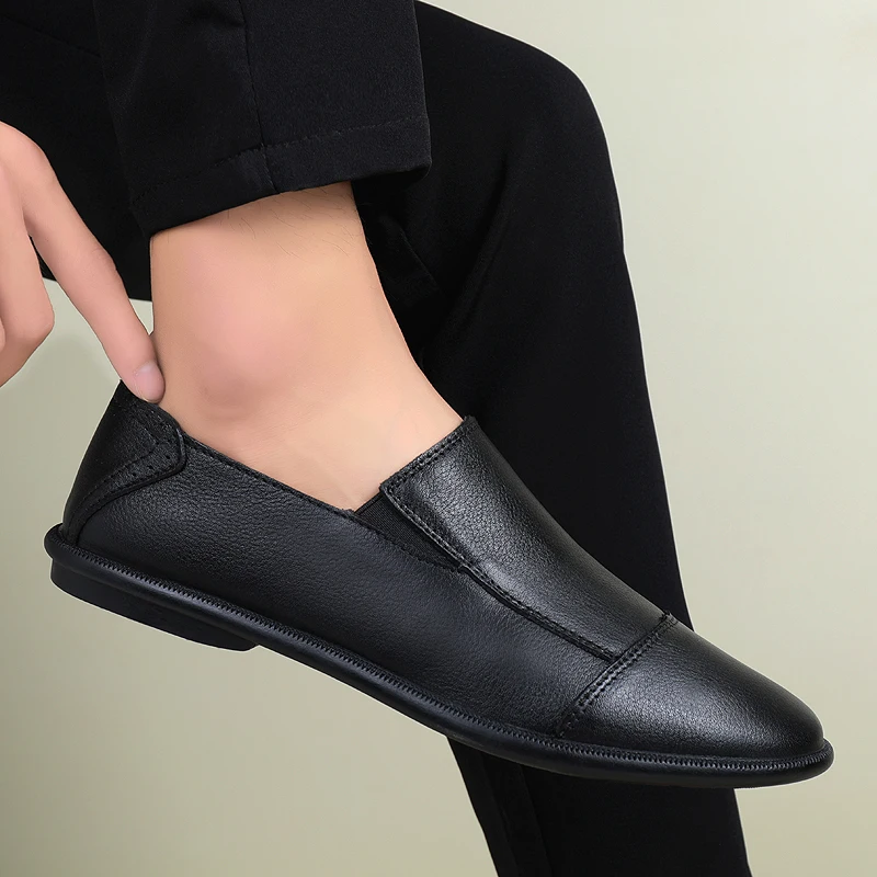 

Man genuine leather Loafer shoes Zapatos Mujer Chaussure Homme Ital Design Black Flats Men Casual Sneakers Shoes 38-46 a4