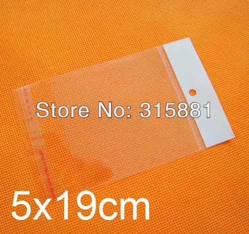 

Plastic Bags Clear in size 5X19cm with self adhesive seal and with hanging header & Free Shipping 1000pcs/lot