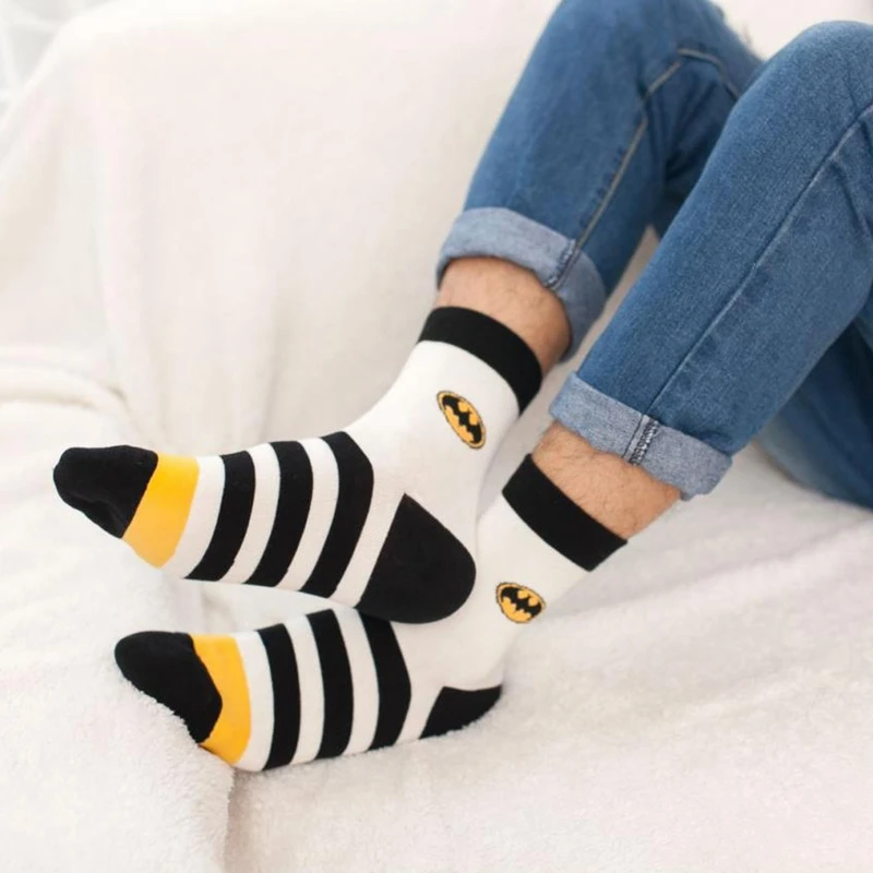 New Marvel Comics Heroes General Socks Cartoon Iron Man Captain America High Temperature Stitching Pattern Casual Men's Socks