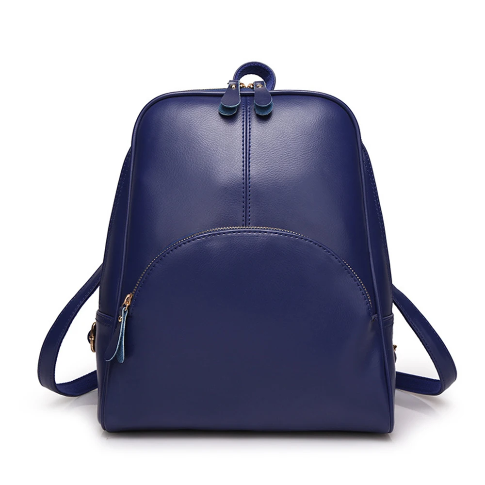Рюкзак из натуральной кожи Корейская версия двойной сумки на плечо европейский и американский консервативный стиль женские студенческие сумки для колледжа - Цвет: Blue