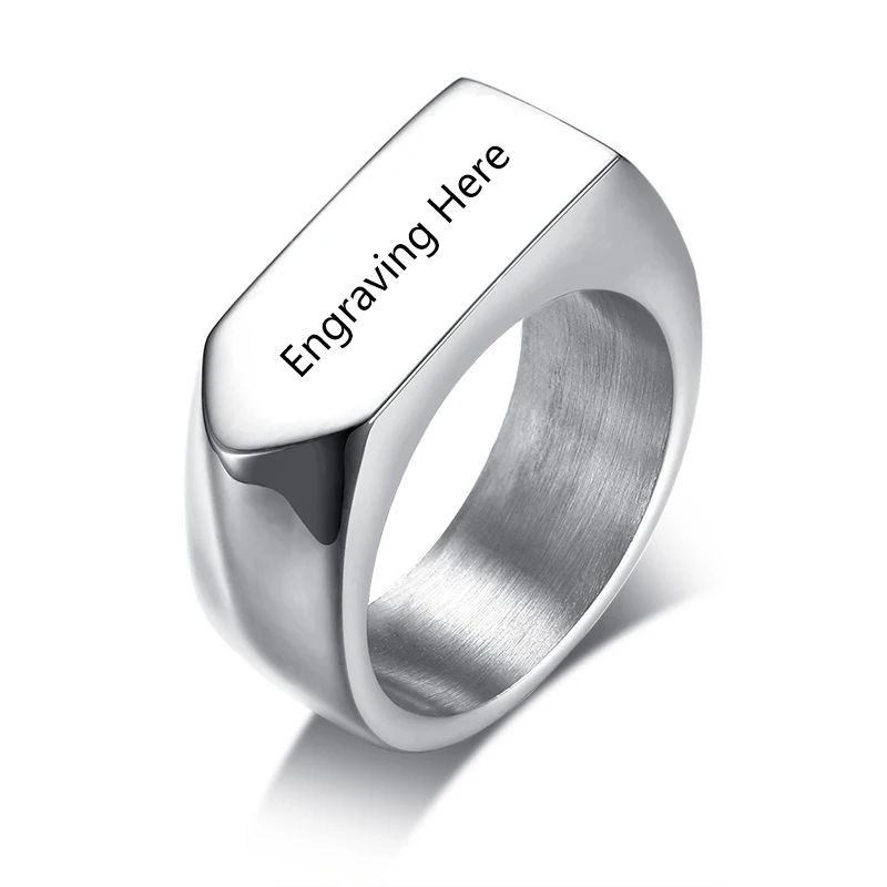 

Punk Style Personalized Stainless Steel Rings for Men Gold Black Color Customized Engraved Name Signet Rings Fashion Jewelry
