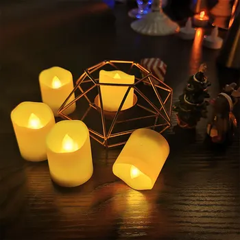 

6pcs Irregular Edge Flameless Led Candle Lights Party Lights Tealight Candles Crafts For Wedding Halloween Christmas Decorations