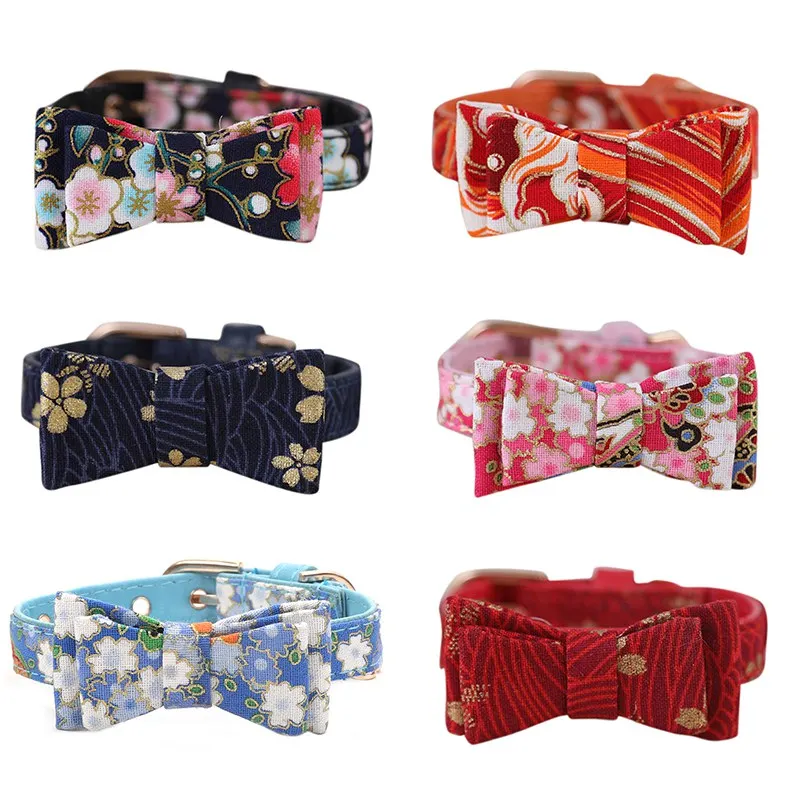 Japanese Style Personalized Cat Collar Bowknot For Puppy Pet Kitten Nameplate Collar Adjustable Comfortable And Breathable Japanese Style Personalized Cat Collar Bowknot For Puppy Pet Kitten Nameplate Collar Adjustable Comfortable And Breathable