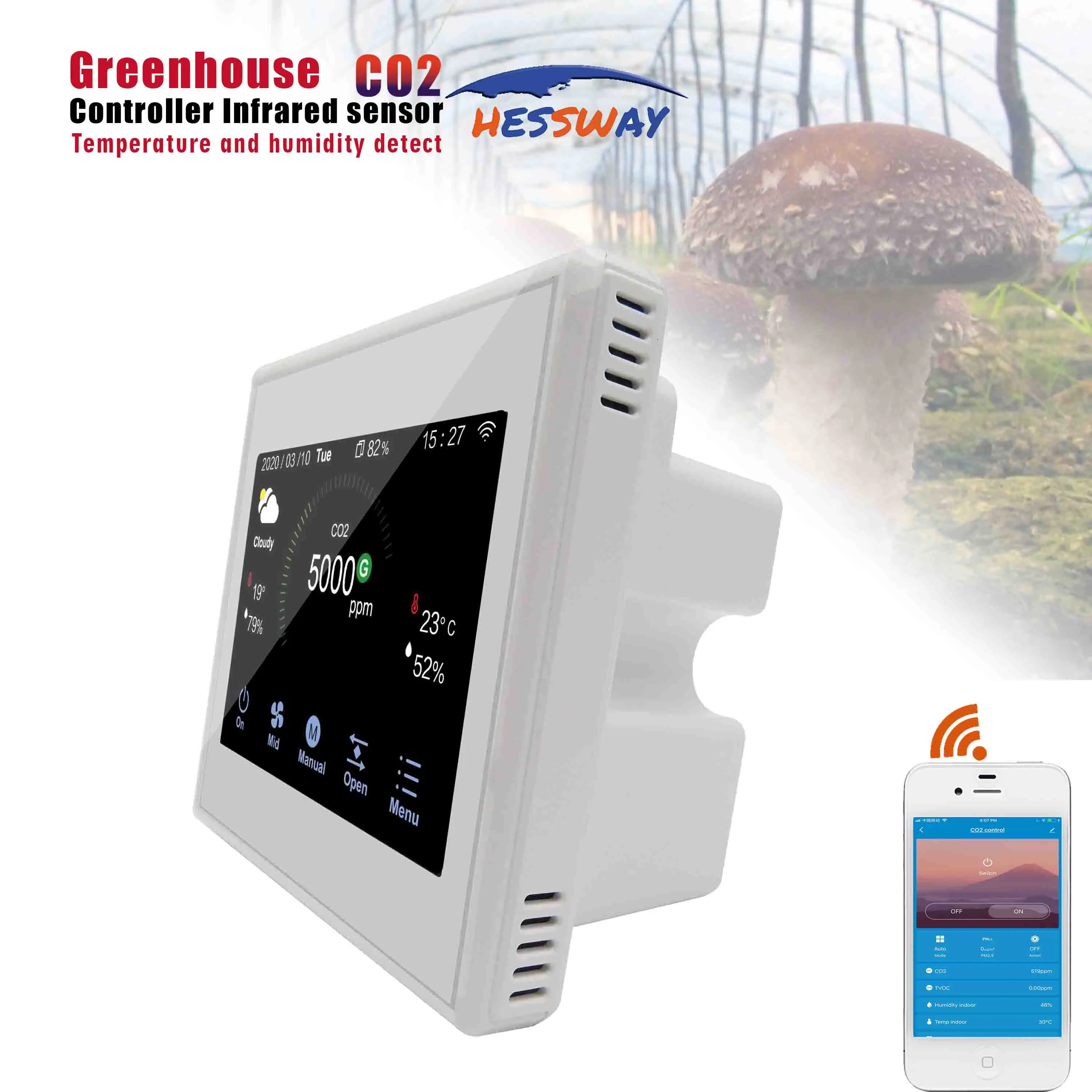 TUYA WIFI & RS485 Грибная камера co2 Датчик газа для соленоидного клапана контроля