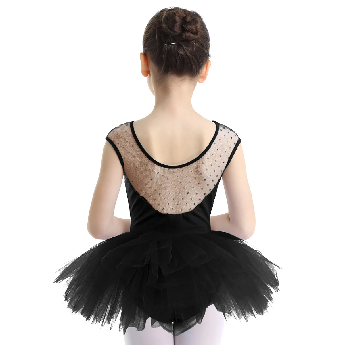 IIXPIN Kids Girls Ballet Dress Stretch Mesh Splice U-shaped Back Ballet Dance Gymnastics Leotard Tutu Dress For Girls Dancewear