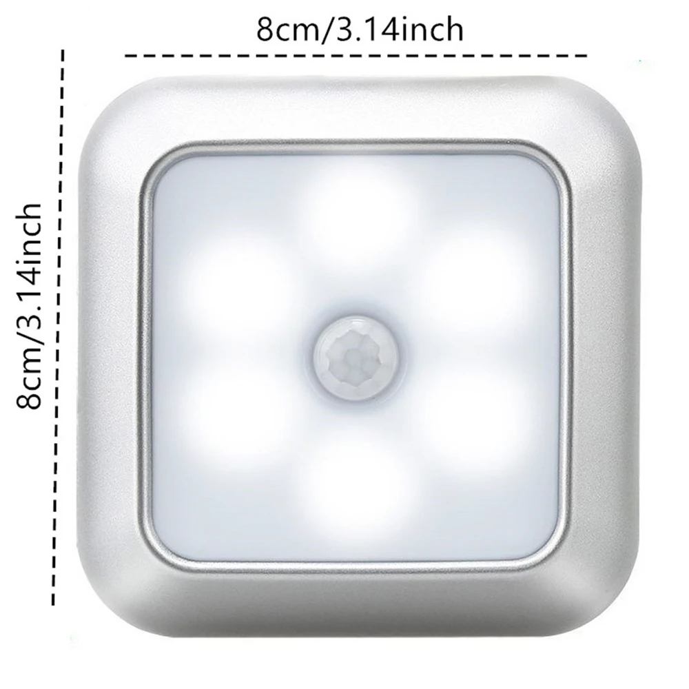 6LEDs PIR Motion Sensor Light Battery Powered Led Nightlight For Closet Wardrobe Stair Lighting Hallway Night Lamp For Home 1