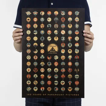 

100 years of Paramount Pictures/Hollywood film/kraft paper/bar poster/Retro Poster/decorative painting 51x35.5cm