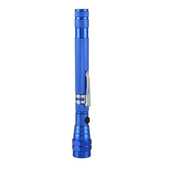 

Portable Flashlight Flexible Head Flashlight Torch with a Magnet Telescopic Flexible 3 LED Lamp Pick Up Tool Lamp Light (Blue)