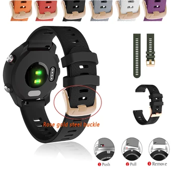 

Rose gold steel buckle Band for Garmin Forerunner 645 245 bracelet for Huawei GT2 42mm Huawei Watch 2 Sport Amazfit GTR 42mm