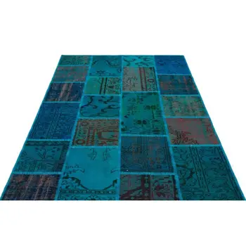 

Handmade Turquoise Vintage Overdyed Patchwork Area Rug 156 X232 Cm-5'1''X7'7''
