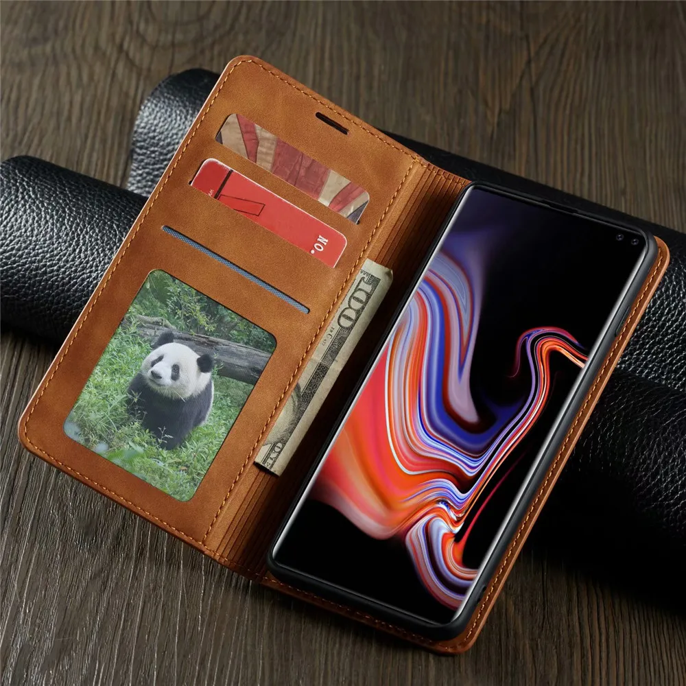 Ультратонкий кожаный чехол-Бумажник Чехол samsung S7 край S8 S9 S10 плюс Note9 10 A20E A30 A50 A60 A70 A80 J6 плюс A6 A8 чехол на магните