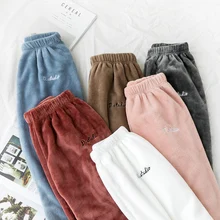 Зимние женские Теплые длинный фланелевый Халат, пижамные штаны, Повседневная Домашняя одежда, белые Пижамные брюки, уютные пижамные штаны, одежда для сна