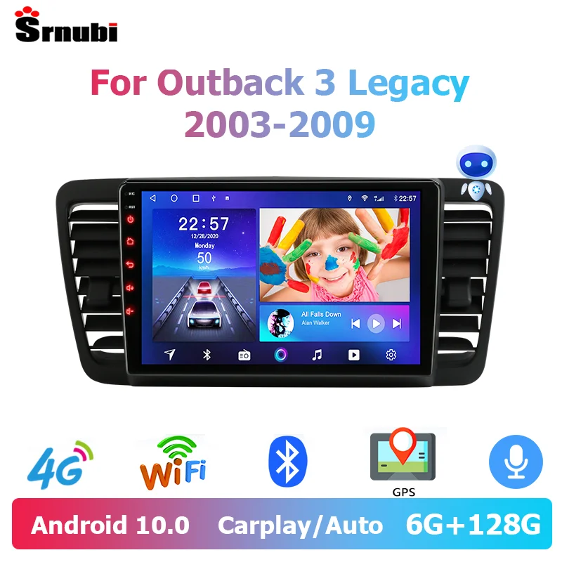 Автомобильный радиоприемник Srnubi Android 10 для Subaru Outback Legacy 2004-2009 2 Din 4G WiFi GPS Carplay