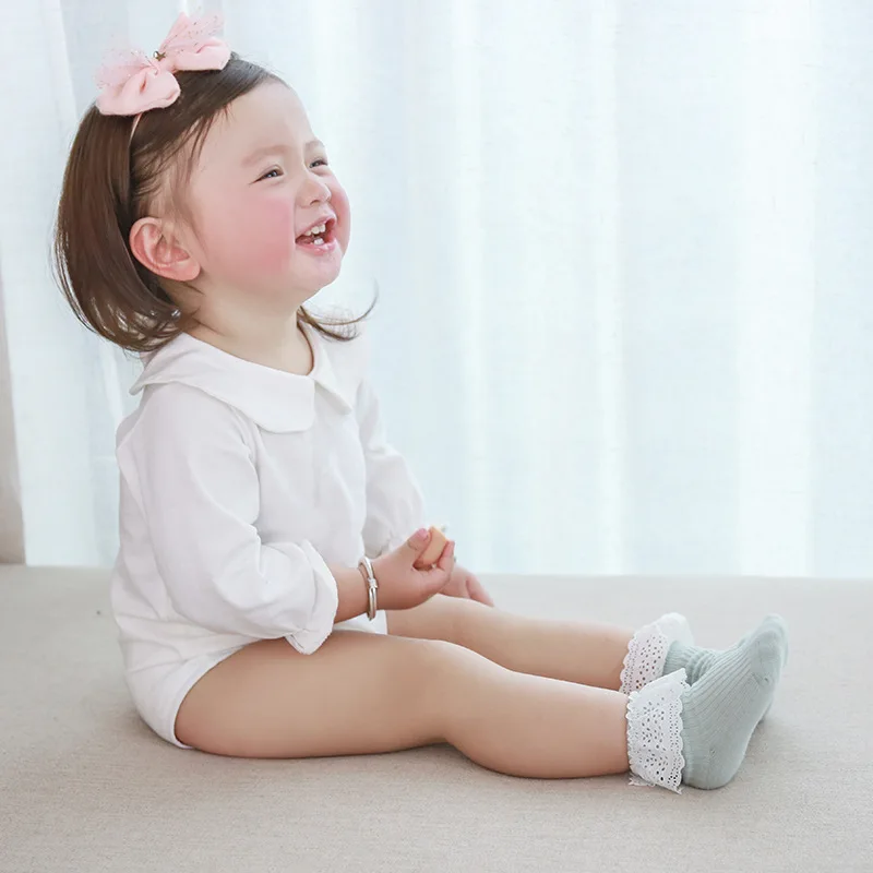 

19 Spring And Summer New Style ying tong wa Double Needles Lace Babies' Socks Combed Cotton BABY'S Socks Individual Package Chil