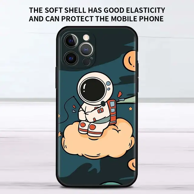 Star Astronaut Cute Case For Apple iPhone 11 13 12 Pro 7 XR X XS Max 8 6 6S Plus 5 5S SE 2020 13Pro Black Phone Cover Capa B10