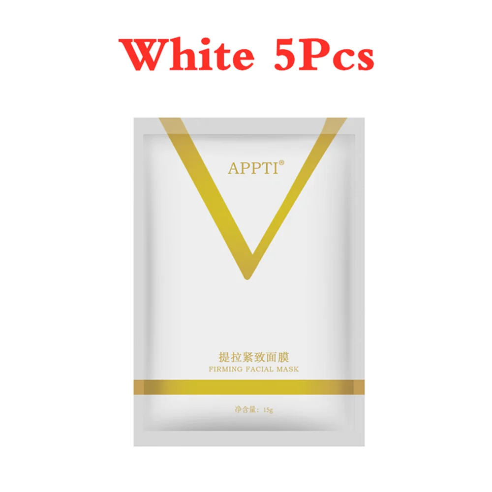 White 5Pcs 4DV маска для лица, подбородка, щек, подтяжки шеи, тонкая маска для лица, маска для похудения, повязка на шею, V линия, отклеивающаяся маска, красота, уход за кожей - Цвет: White 5Pcs