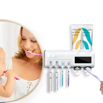 

Wall-mount Intelligent Ultraviolet Toothbrush Sterilizer Toothbrush Holder Squeezing Toothpaste Holder Shelf Toothpaste Squeezer