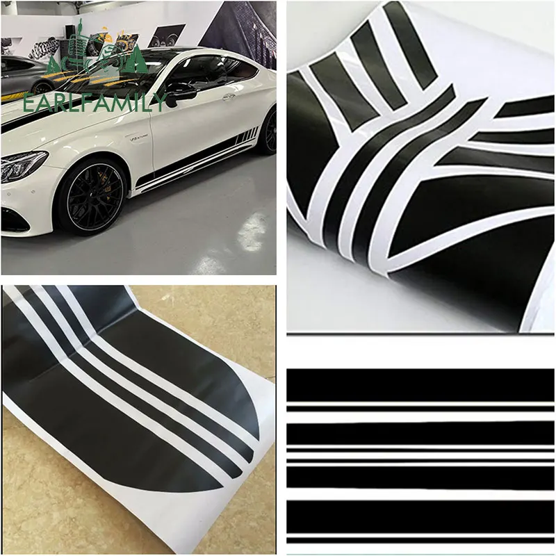 EARLFAMILY, 180 см x 11,5 см, 2x Автомобильная наклейка, матовая, Авто Виниловая, для автомобиля, грузовика, кузова, крыши, гоночная, Полоска, наклейка, графика, автомобильная наклейка s
