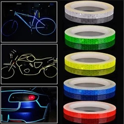 Autocollant réfléchissant haute visibilité pour vélo, 5 couleurs, ruban d'avertissement auto adhésif pour la sécurité routière, 1cm x 8m 