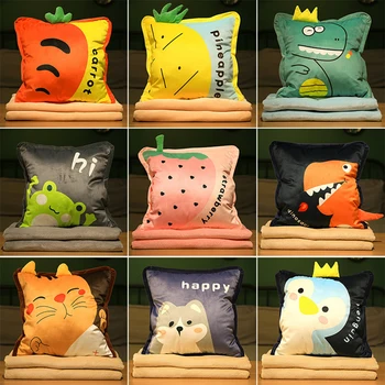 

Four Seasons General Car Office Three-in-One Pillow With Blanket Cushion Cartoon Pocket Hand Warmer Pillows Home Decorative