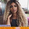 Pelucas delanteras de encaje Deep Wave Mid Part Ombre Blonde Tan bLack 6 colores disponibles Pelucas delanteras de encaje sintético de 30 pulgadas para mujer Bella Peluca sintética 100% Live Real Shot ► Foto 1/6