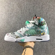 Новинка 5 поколение мужские баскетбольные кроссовки уличные спортивные граффити Модные фиолетовые оранжевые кроссовки желтые белые кроссовки для тренировок