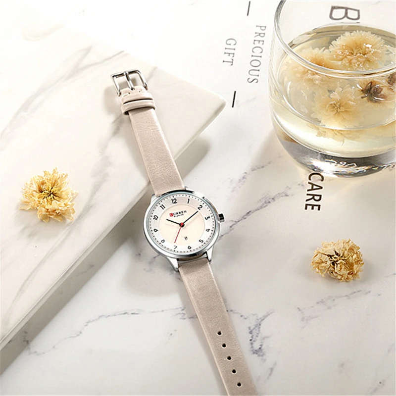

Charm Leather Watches Women Classic Digital Analog Quartz Wristwtatch Ladies Dress Watch With Date CURREN 9035 Relogio Feminino