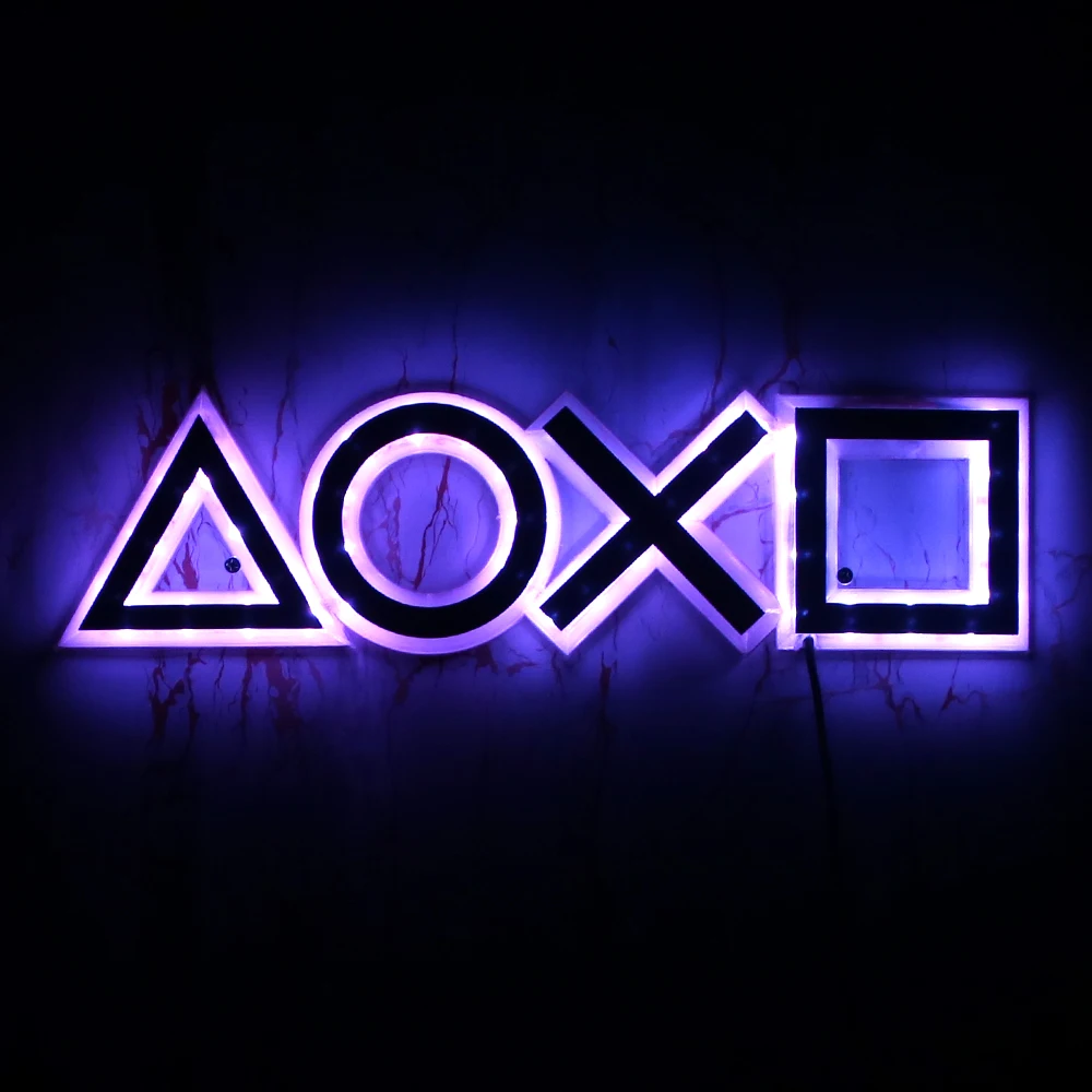 

Gamepad Controller Button Luminous Wall Light Mirror Gamer Console Action Buttons Multi Colors Changing Game Room Led Wall Sign