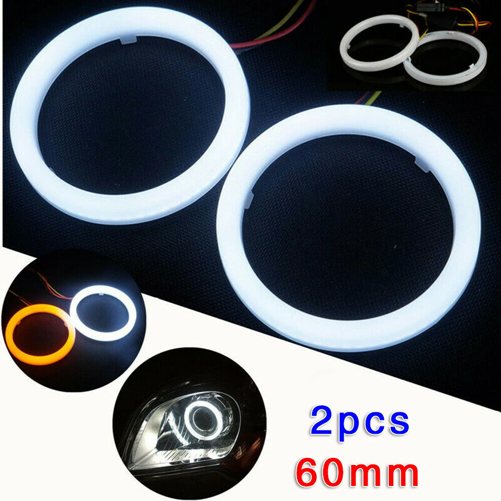 

universal DC 12V 2pcs 6000K Angel Eye bulb White+Yellow Replacement 60MM Daytime running lights Headlight avccessories