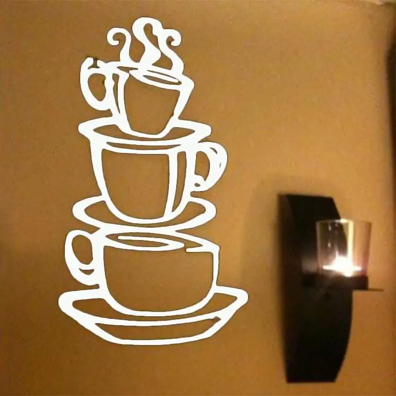 Room Decor Coffee Cup Home Decoration Wall Sticker Art Decals Elegant White Background Removable Waterproof Bedroom | Дом и сад