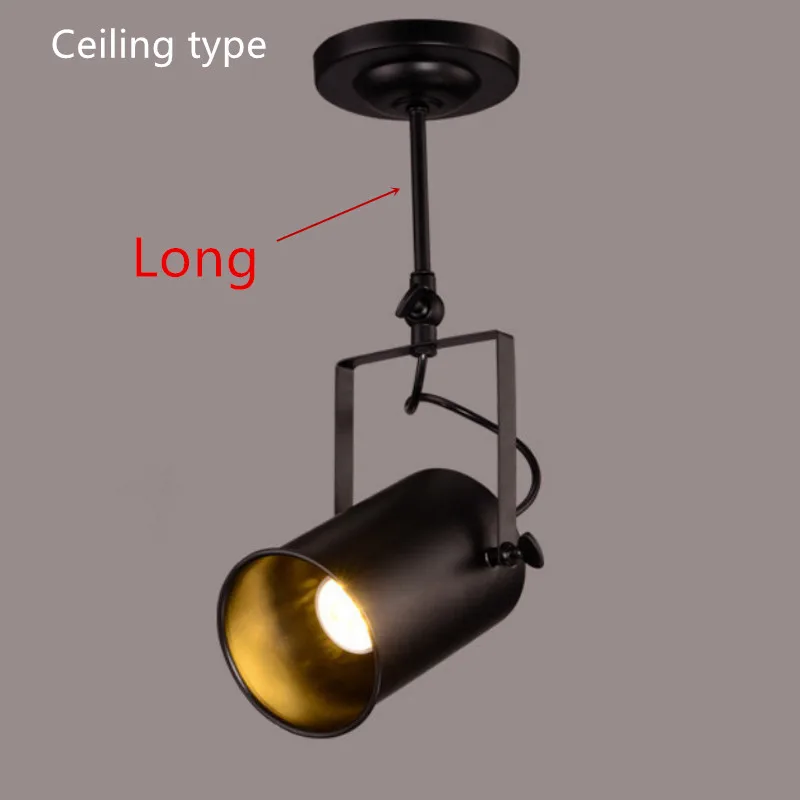 Винтаж E27 Железный Лофт Промышленные прожекторы Регулируемый подвесной светильник магазин одежды освещение кофе дом бар торговый центр подвесной светильник - Цвет корпуса: Ceiling Type - Long