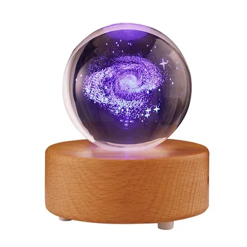 

Music Box Moon Crystal Ball Wooden Luminous Music Box Remote Control Rotary Mechanism Innovative For Birthday Gift