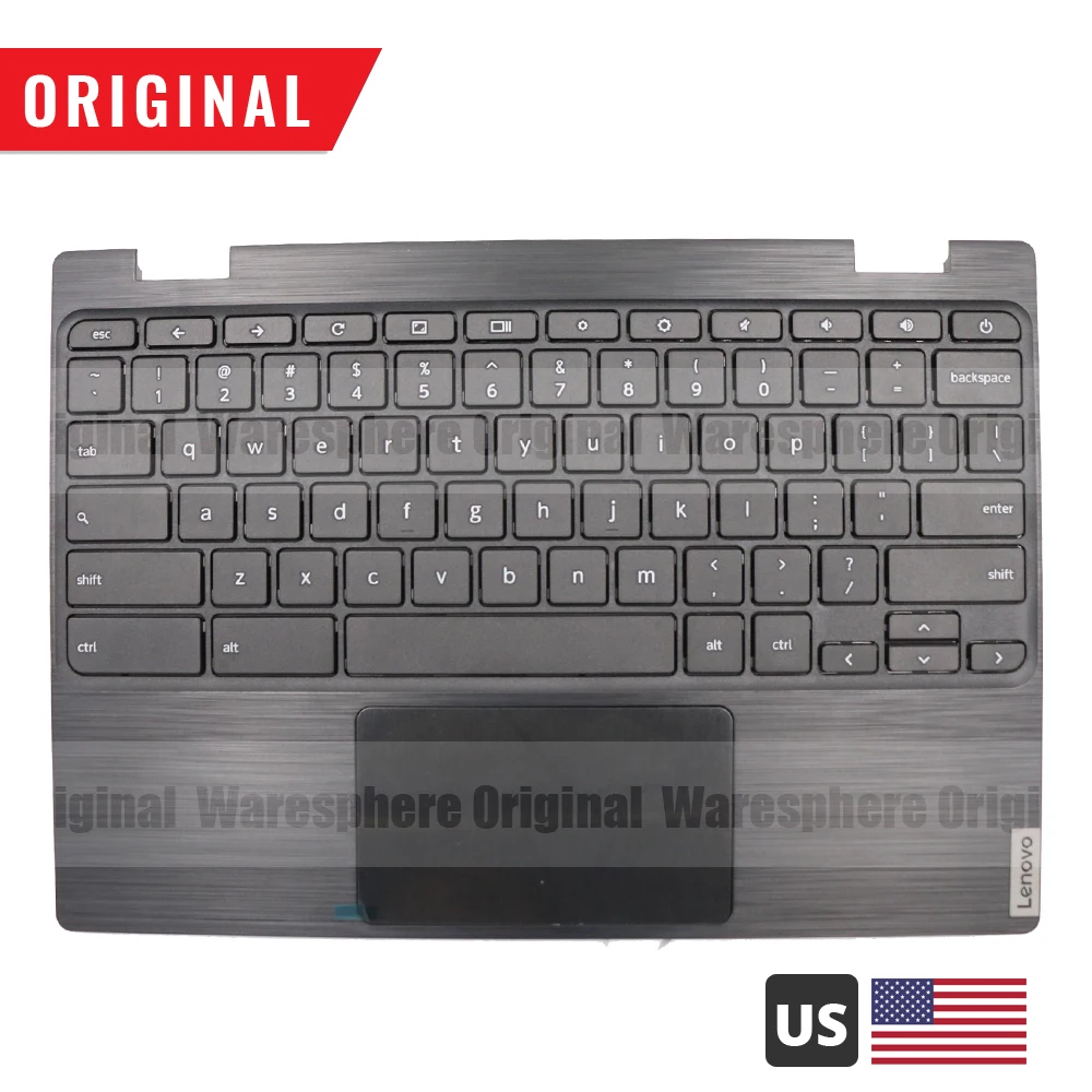 

98% New Palmrest for Lenovo 300E Chromebook 2nd Gen MTK Top Cover With US Keyboard Touchpad 5CB0T95165 5CB0X55512 Black