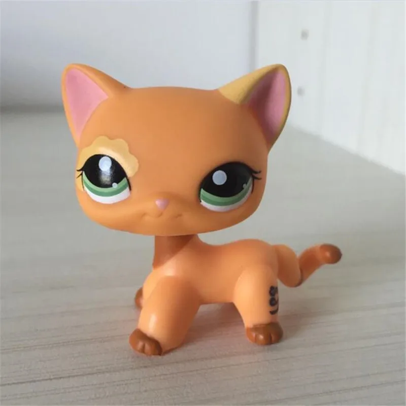 LPS yellow cat #852 Littlest Pet Shop toys cute short hair cat with Accessories 