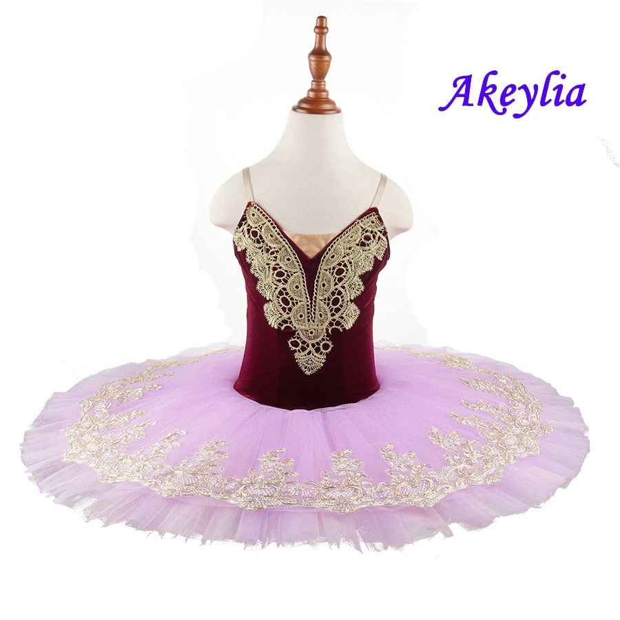 Girls Burgundy lilac Pink ballet tutu dress pancake plate pre-professional ballerina party costumes ballerina tutu Child 20006