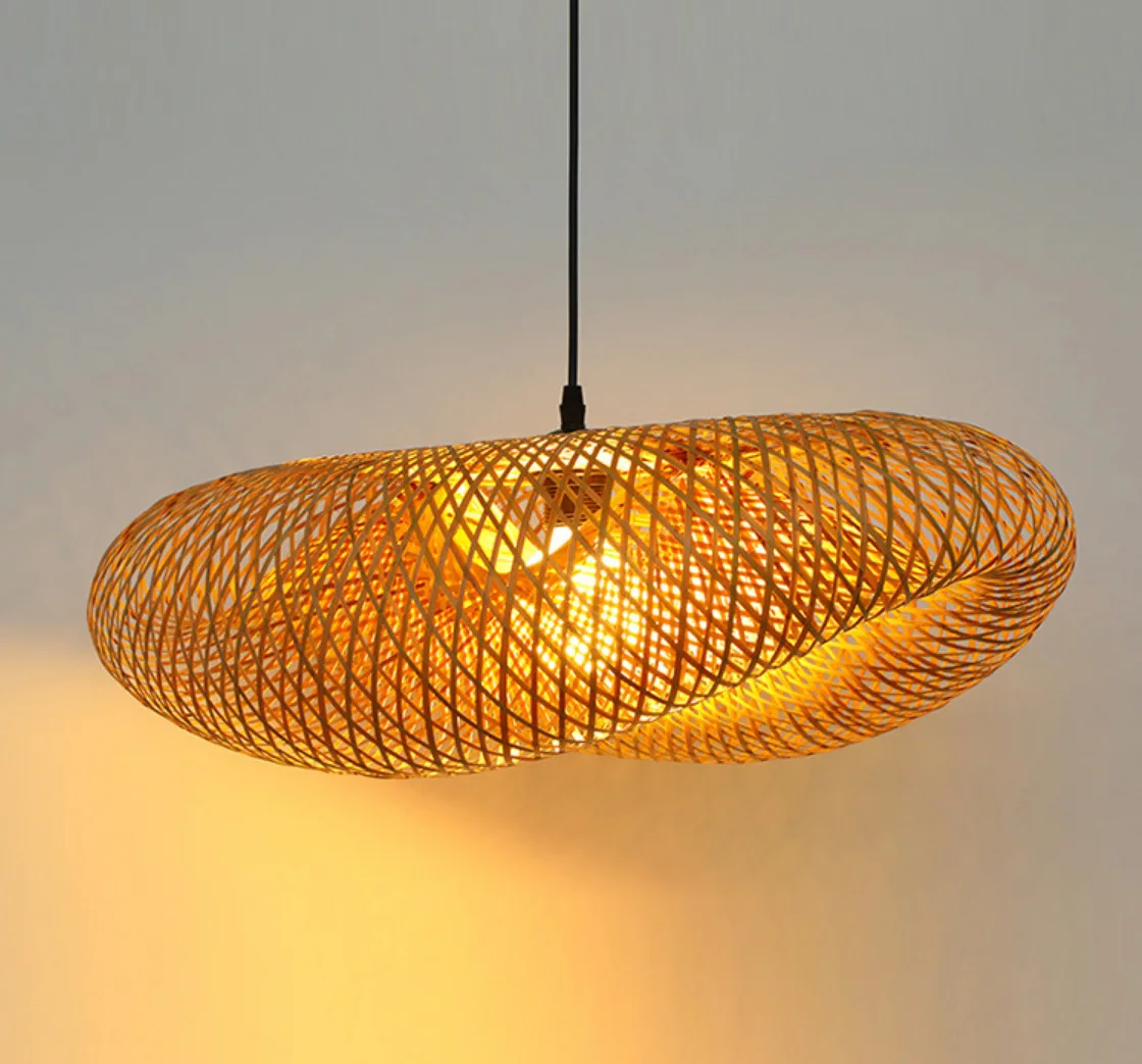 Pendant Light Lamp Bamboo Fixture Vintage Dining Lights Indoor Loft Teahouse Lamps |